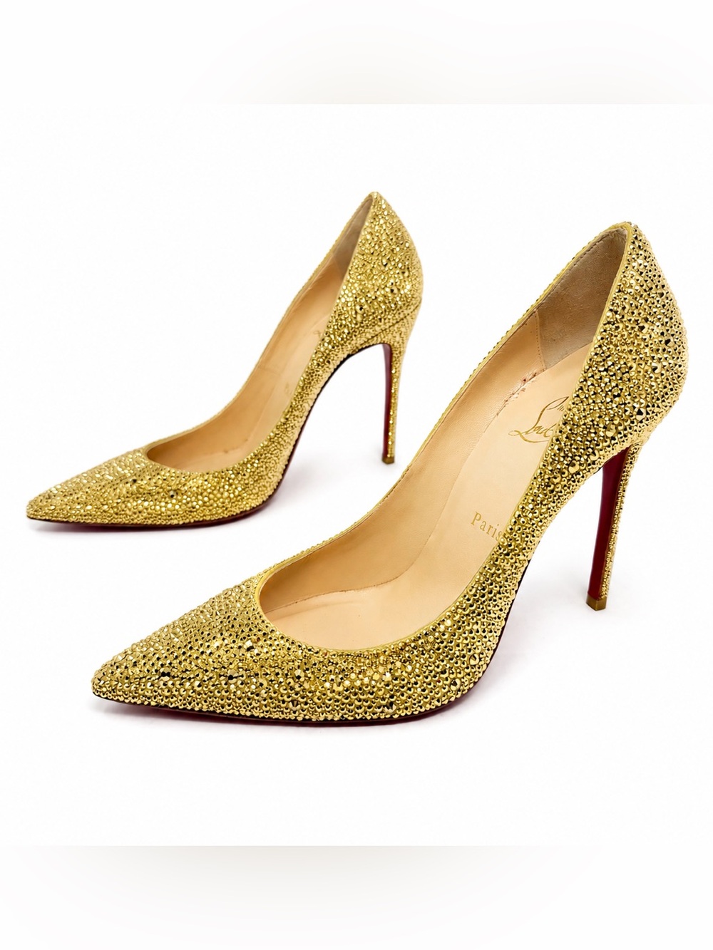 Christian Louboutin Kate Strass Crystal Pointed Toe Heels Womens Size EU 39